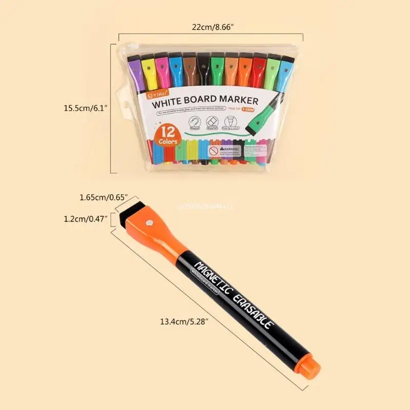 마그네틱 드라이 지우기 마커 화이트 보드 펜 및 지우개 세트 드라이 와이프 마커 파인 팁 Dropship