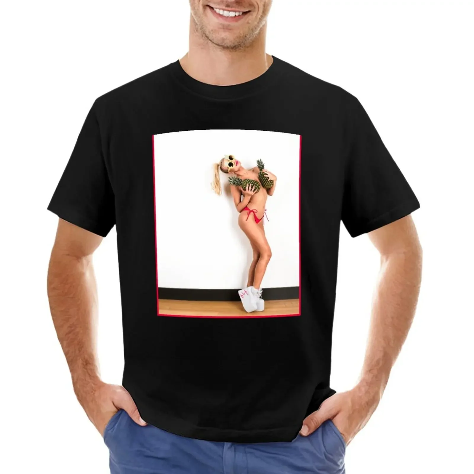 Hot Girl on T shirt - Blonde Pinup Girl with Pineapples in Color T-Shirt cute clothes tees vintage Men's cotton t-shirt