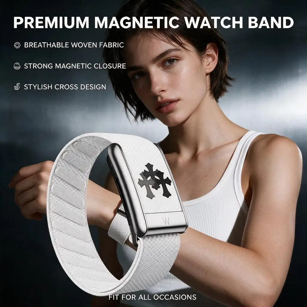 New For WHOOP 5.0 MG Cross Pattern Nylon Woven Band Metal U Shape Buckle Fashion Sport Replacement Wrist Strap