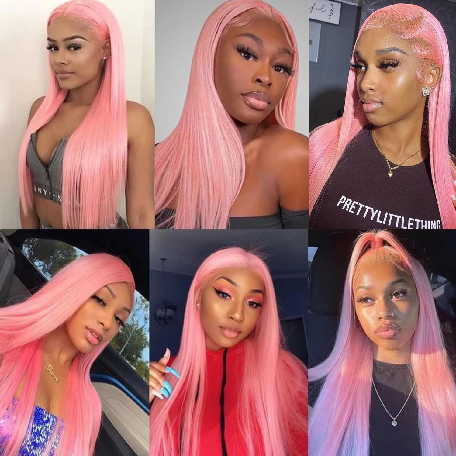 Beautiful Pink 13×4 Lace Front Wig Silky Straight Human Hair Wig For Women 18-32inch For Party Daily Use Wigs Natural Hairline