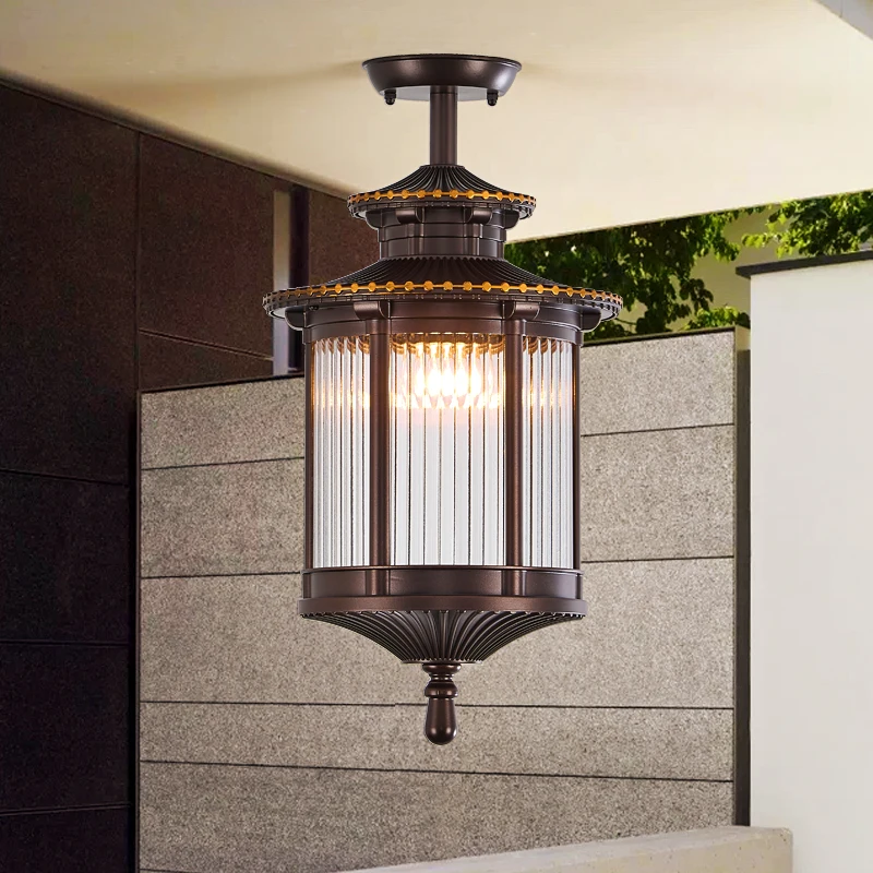 New outdoor chandelier waterproof super bright garden light outdoor ceiling light balcony light outdoor insect-proof villa eaves
