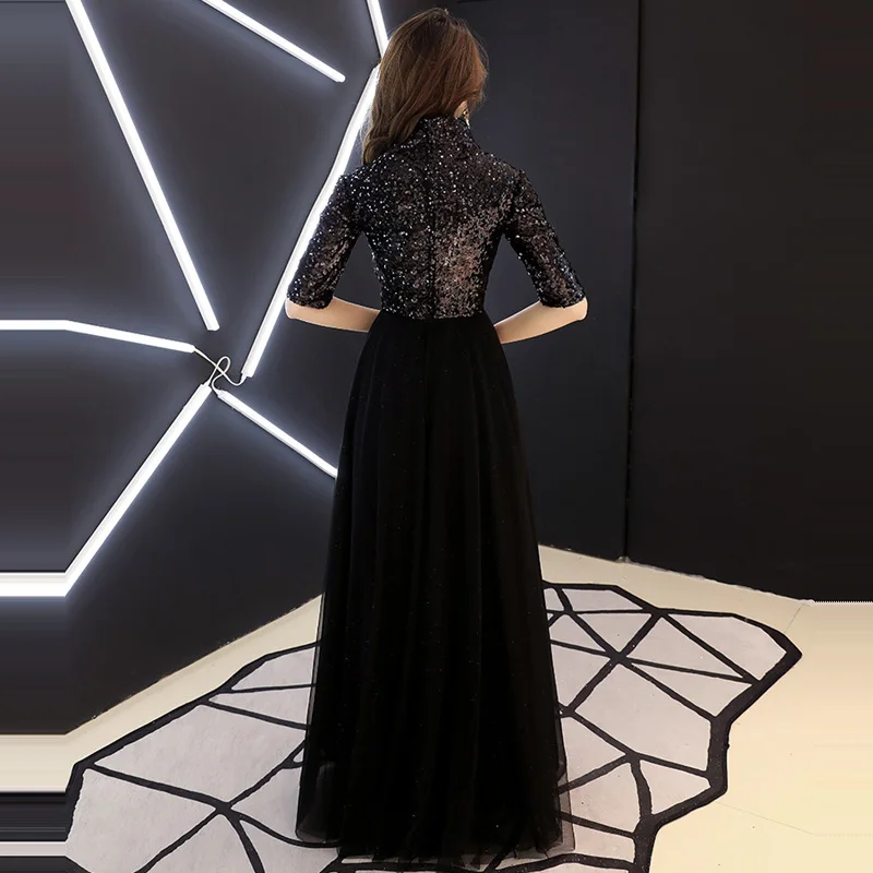 Black Evening Gowns It's Yiiya BR320 Sparkling Sequins V-neck Evening Dresses A-Line Long Elegant Vestidos De Fiesta 2020