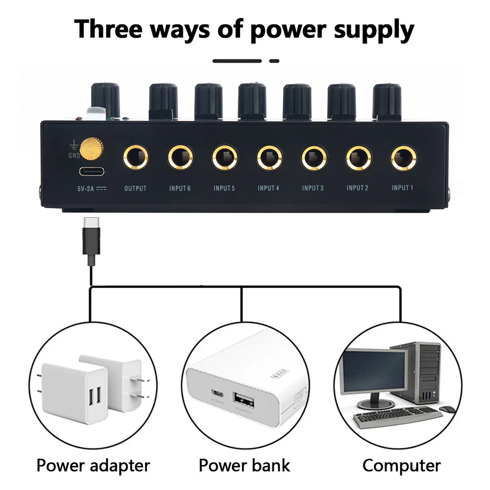 4/6 Channel Ultra Low Noise Stereo Line Mixer Mini Professional Sound Mixer Power Supply DC5V Easy Operation Audios Mixer