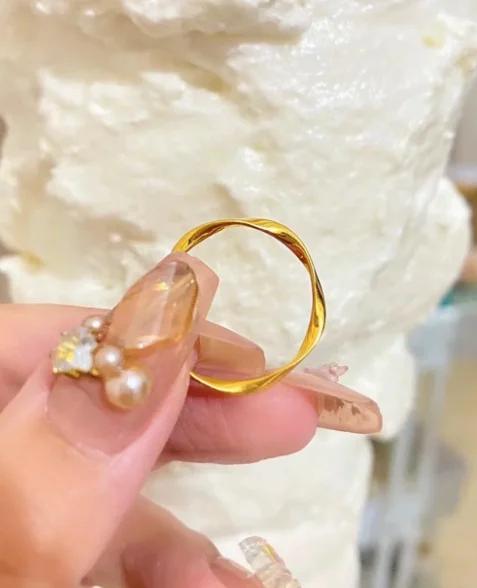 24k pure gold rings for women 3d hard gold inside empty simple rings 0.5g