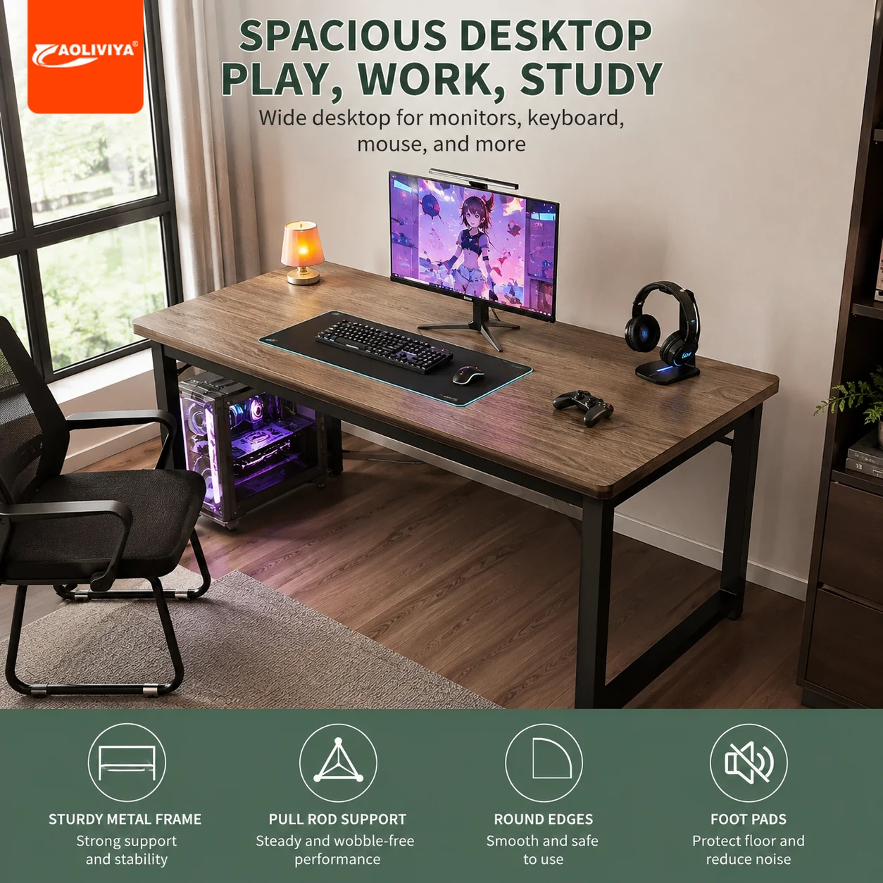 AOLIVIYA 80/100CM Computer Desk Home Office Study Table Student Writing Workbench Bedroom Compact Simple Desktop