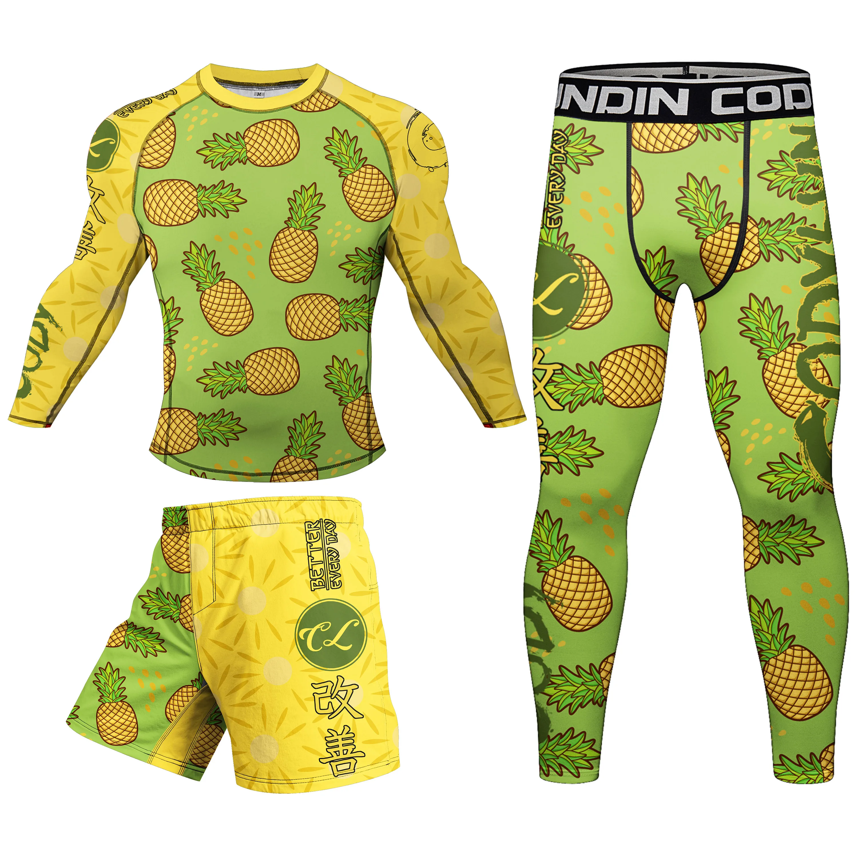 Specjalne wzory z antypoślizgowym ochraniaczem Jiu Jitsu T-shirt + spodnie koszulki bokserskie BJJ Muay Thai spodenki zestawy kompresyjne strój sportowy