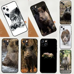 Wild Boar Pig Brown Phone Case For iPhone 11 12 13 14 15 16 Pro Max Mini XS Max X XR Plus Cover Coque