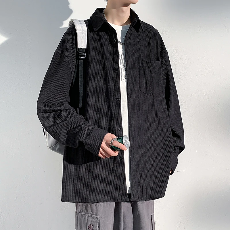 

Мужская рубашка свободного кроя с длинными рукавами в стиле Cityboy, осенняя верхняя одежда, модная брендовая молодежная дышащая хлопковая рубашка с полосатым узором