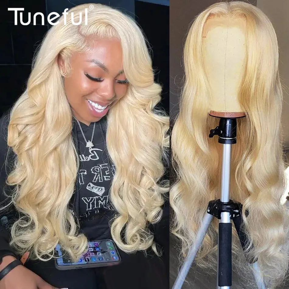 613 Blonde 13x6 HD Transparent Lace Frontal Human Hair Wigs 180% Tuneful 613 Raw Indian Body Wave Lace Front Human Hair Wigs