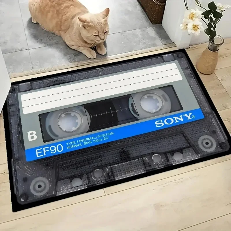 New Arrival Vintage Mat Cassette Music Tape Floor Bathroom Kitchen Entrance Carpet Home Decor Rug Anti-Slip  Wrinkle-Resistant