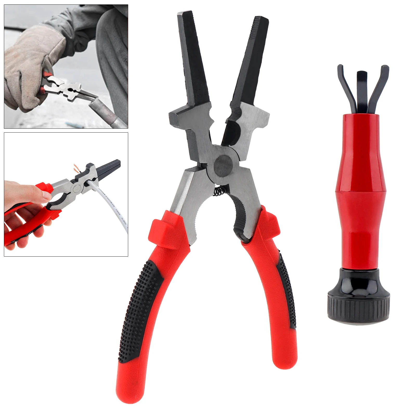 2pcs 8.4 Inch Carbon Steel MIG Welding Pliers for Cleaning Spatter Clogged Nozzles with Ergonomic Grip , Hardened Cutting Edge