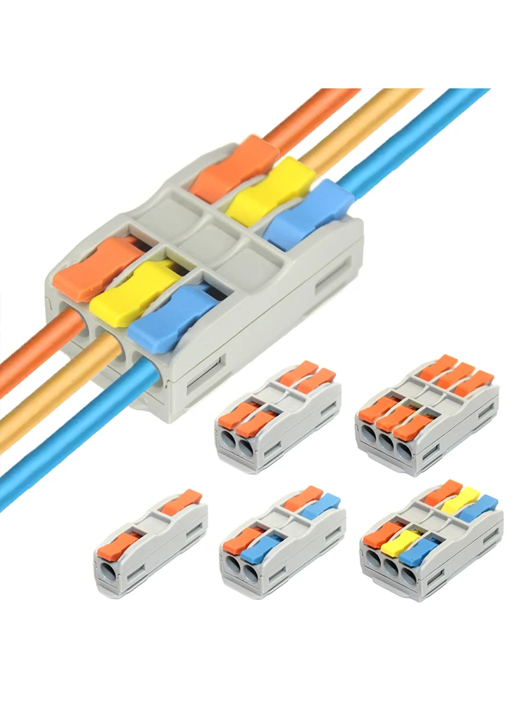 Connecteur de fil dur épissable, Insertion directe, multi-entrées et sorties, bornier de câblage rapide, 10/50 pièces