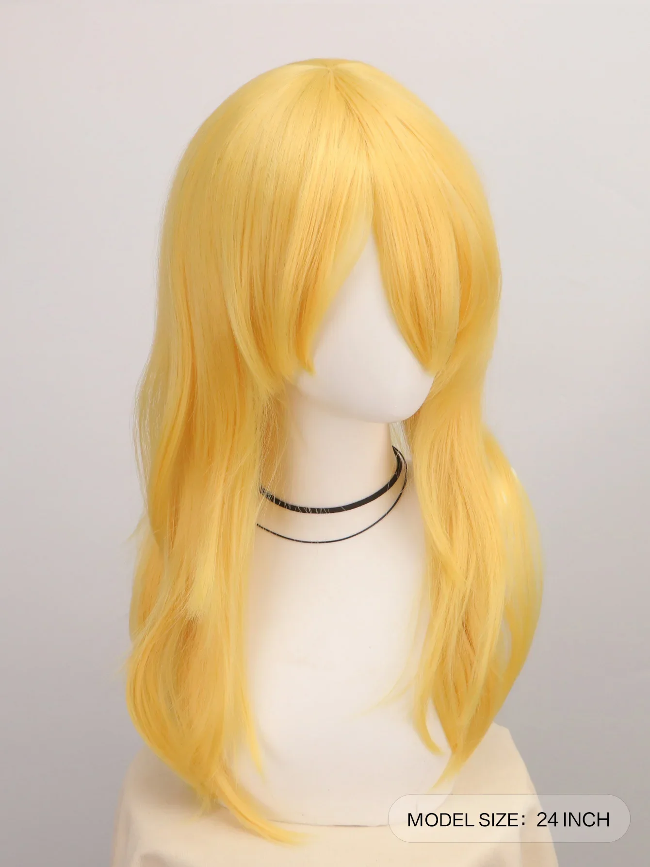 Parrucche per feste cosplay ricci ondulati lunghi gialli Parrucca ondulata lunga con frangia Parrucche sintetiche Parrucche per feste in costume cosplay Parrucche di Halloween