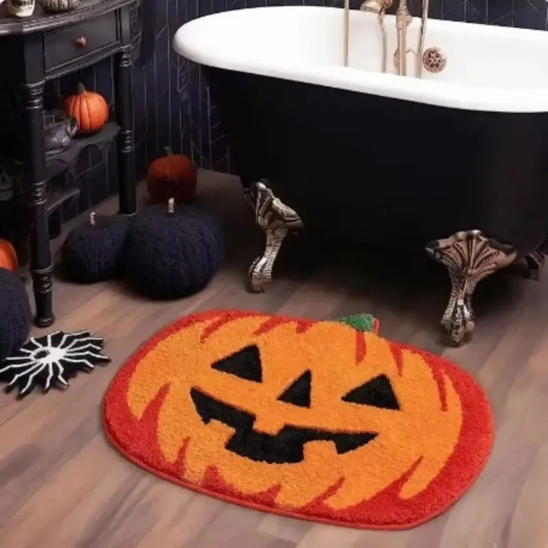 

Halloween Pumpkin Carpet, antidérapant, absorbant, pour salle de bain, salon, canapé, tapis de sol décoratif confortable