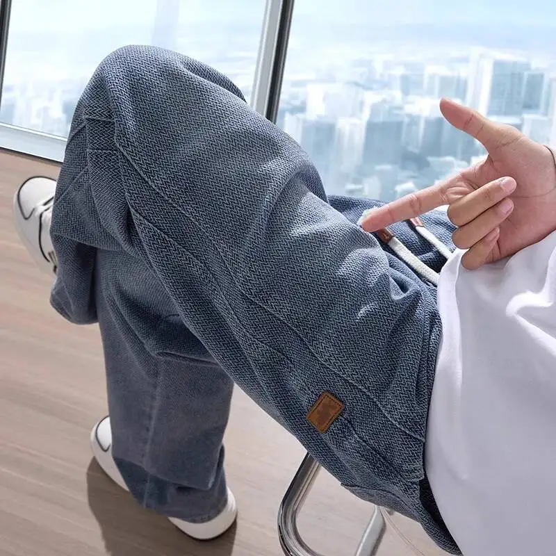 Men's Jeans 2026 Spring Autumn Denim Pants Star Patterned Trendy Straight Leg Loose Street Style Casual Jeans