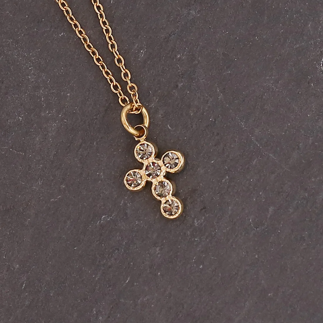 Natural Stone Vintage Necklace Cross Sunflower Sector Pendants Gold Color Stainless Steel Necklace Bohemian Jewelry for Women
