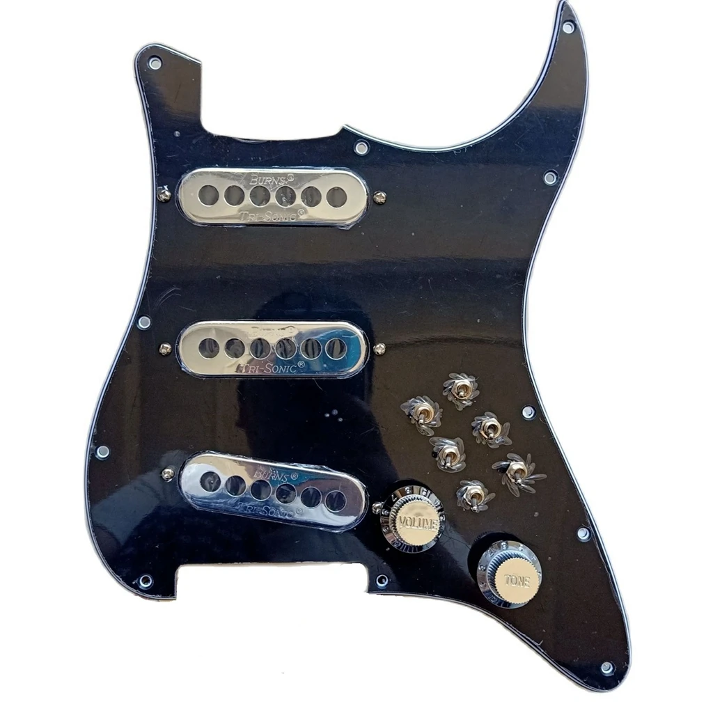 

SSS Prewired Guitar Pickguard Set Multifunction Switch Burns London Mini Tri-Sonics Chrome Alnico Pickup For FD Stratocas Guitar