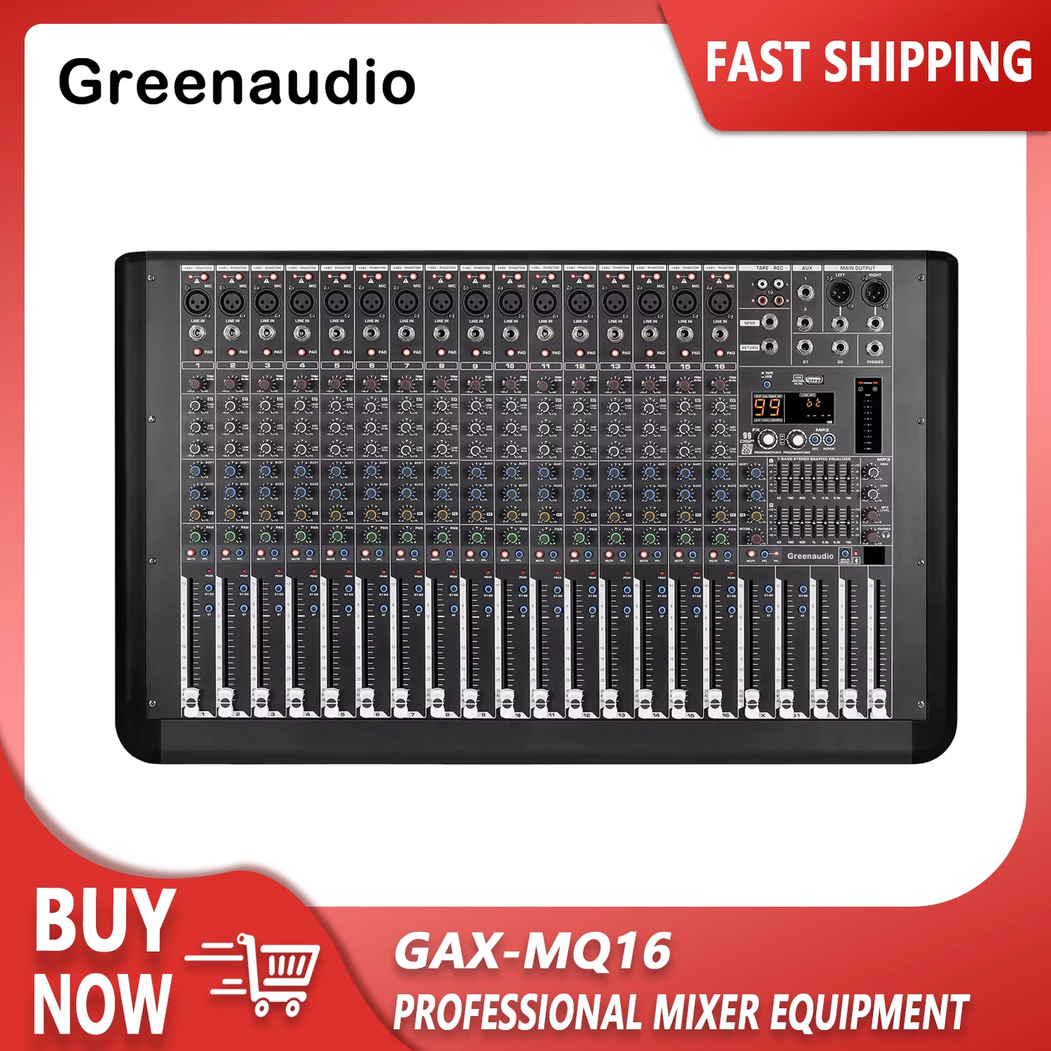 GAX-MQ16 New MQ Series Mixer Professional 16-channel Stage Mixer with 99 DSP 7-segment Equalizer Power Amplifier Mixer