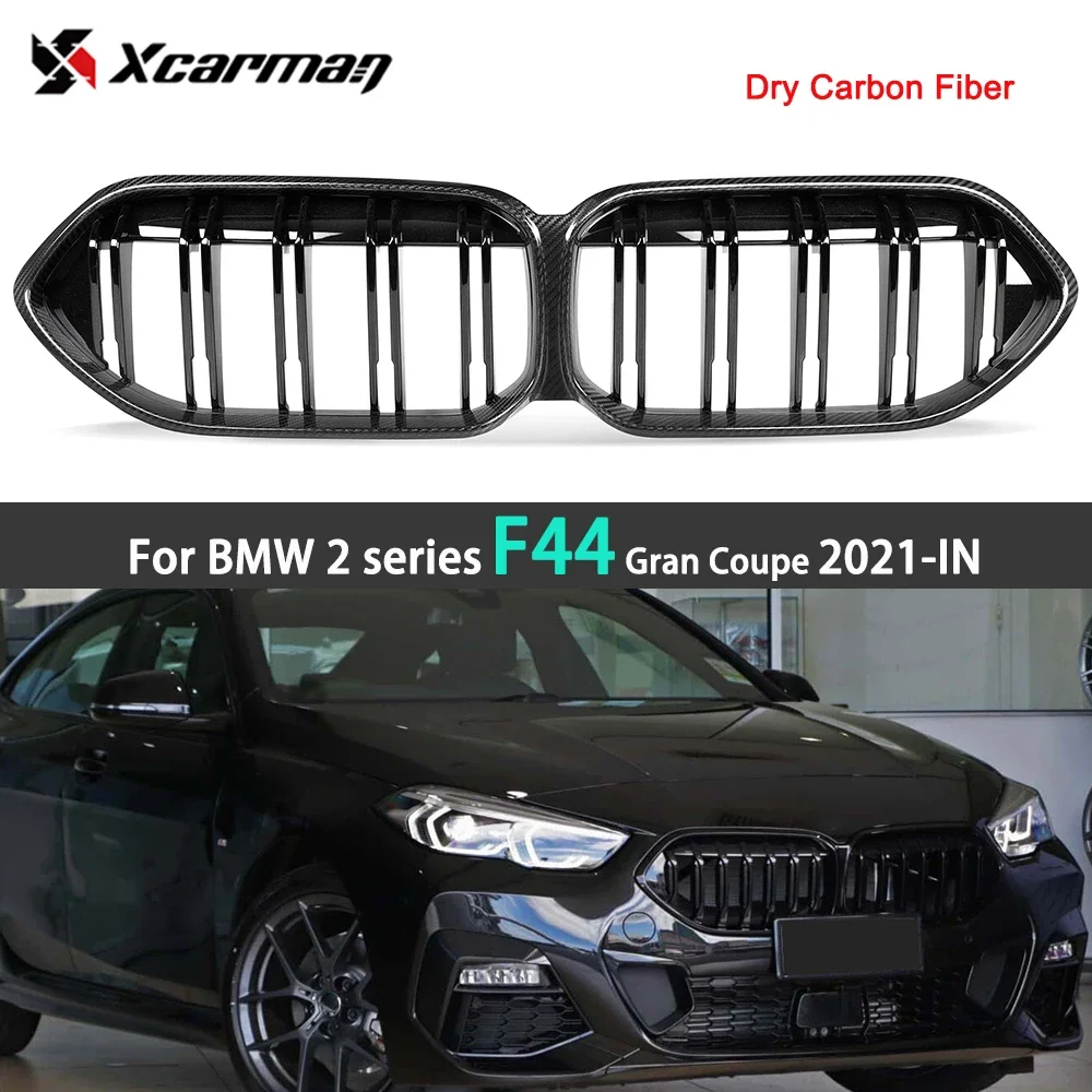 Dry Carbon Fiber Racing Grilles For BMW 2 Series 4-door Gran Coupe F44 218i 228i 235i 2021-IN Dual Lines Bumper Kidney Grille