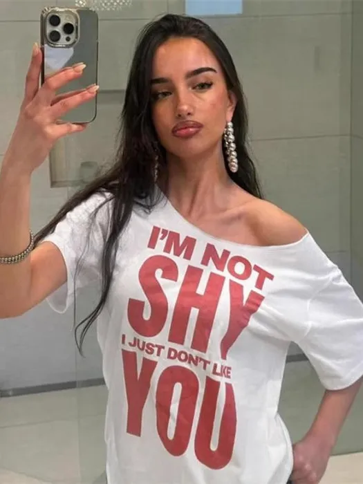 루즈 캐주얼 반팔 티셔츠 여성용 탑 스트리트 스타일 프린트 루즈핏 여름 패션 여성 의류 기본 크루넥