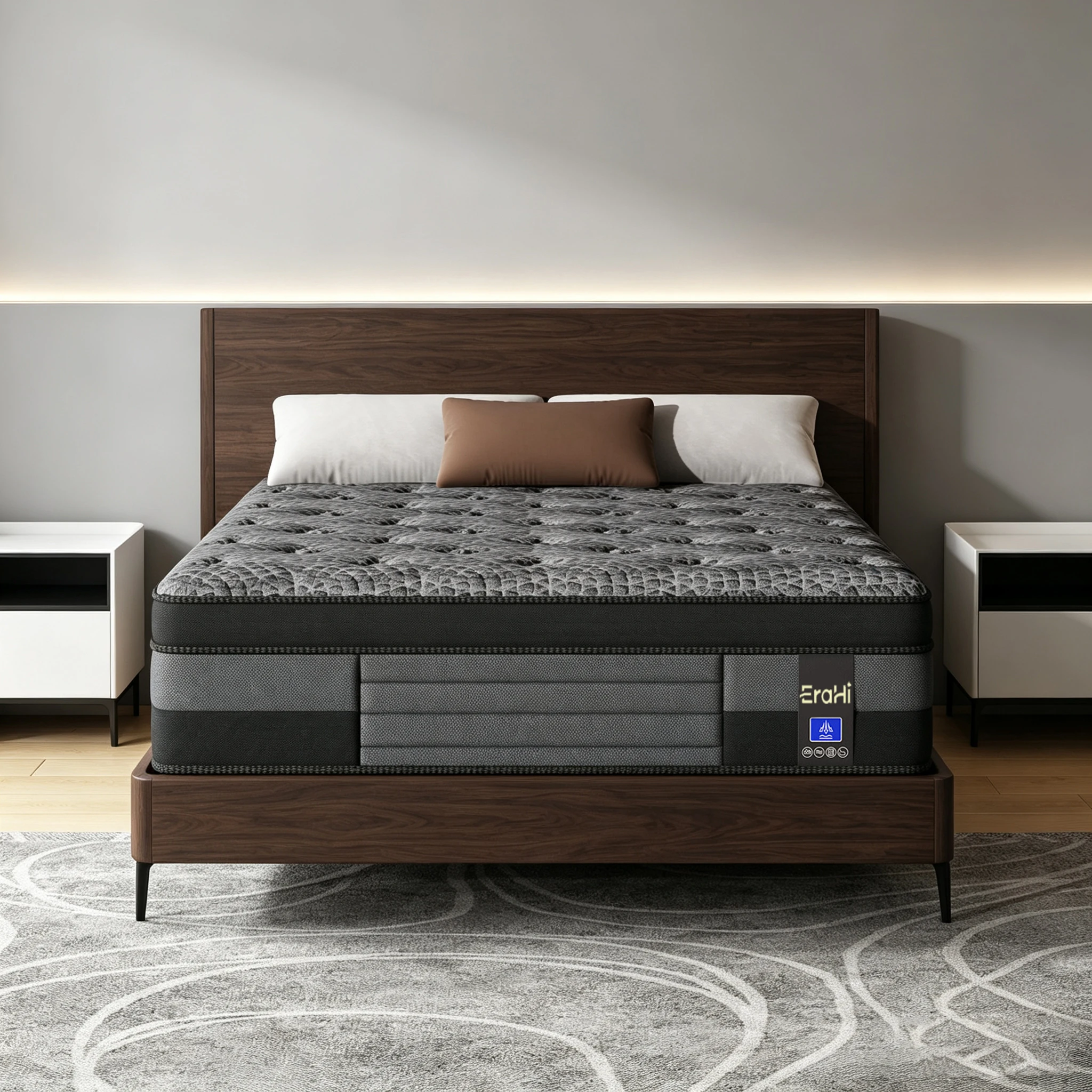 Queen Mattress 12 Inch Hybrid Twin Full Queen King Size Mattress in a Box Medium Firm, Soft and Breathable Fabric, Low Motion Transfer, Strong Edge Support