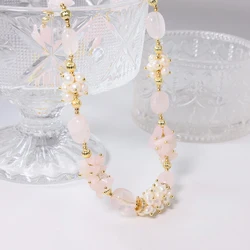 Natural Pink Crystal Pearls Necklaces Retro Palace Style Fashion Jewelry Necklaces Gifts for Mom Wife GirlfriendGN0594