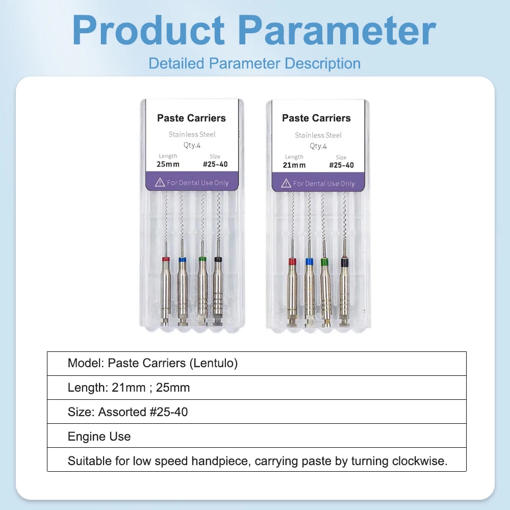 10pack/box 21/25mm Dental Lentulo Paste Carriers Endodontic Reamers Drill Burs Endo Files Dentist Materials Instrument