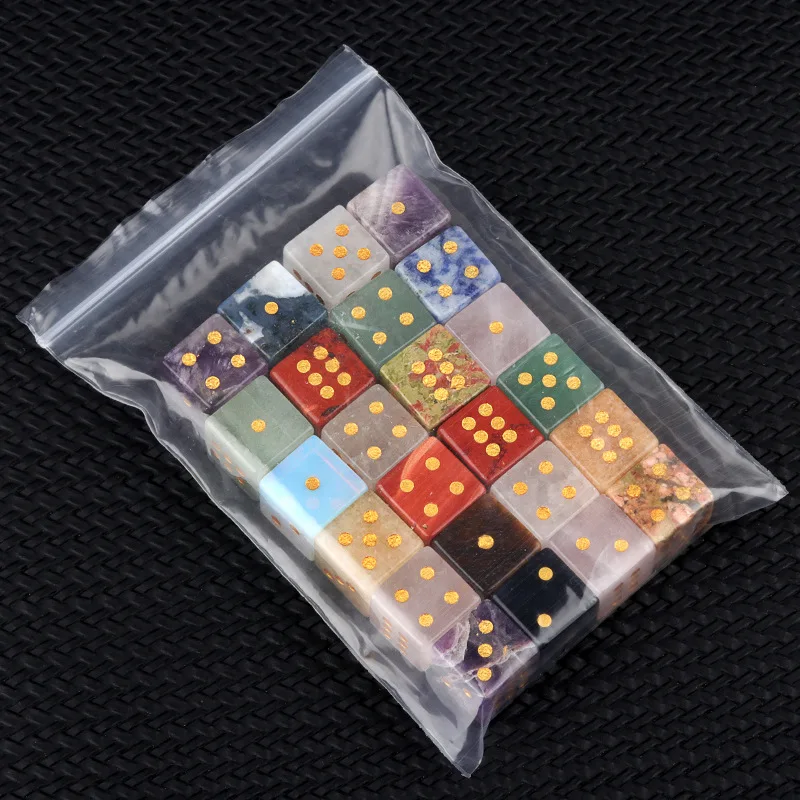 15mm Natural Stone Six Sided Digital Dice Healing Crystal Amethyst Quartz Gems D6 Dices for Table Board Games Entertainment Gift