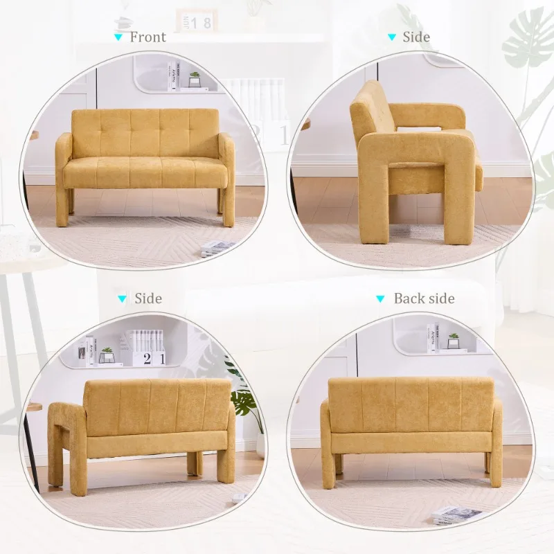 أريكة مخملية صفراء بمقعدين، أريكة منجدة حديثة مع خياطة مفصلة لغرفة المعيشة وغرفة النوم والأثاث المنزلي