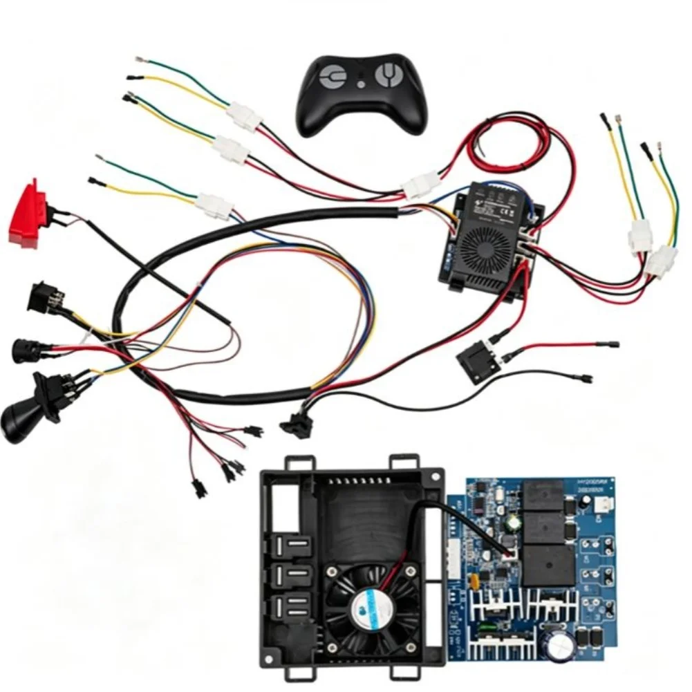 Wiring Harness Kit for 24V Childrens Electric Vehicles with 2.4G Remote Control and Compact 8.5x5.3x2.5cm Design