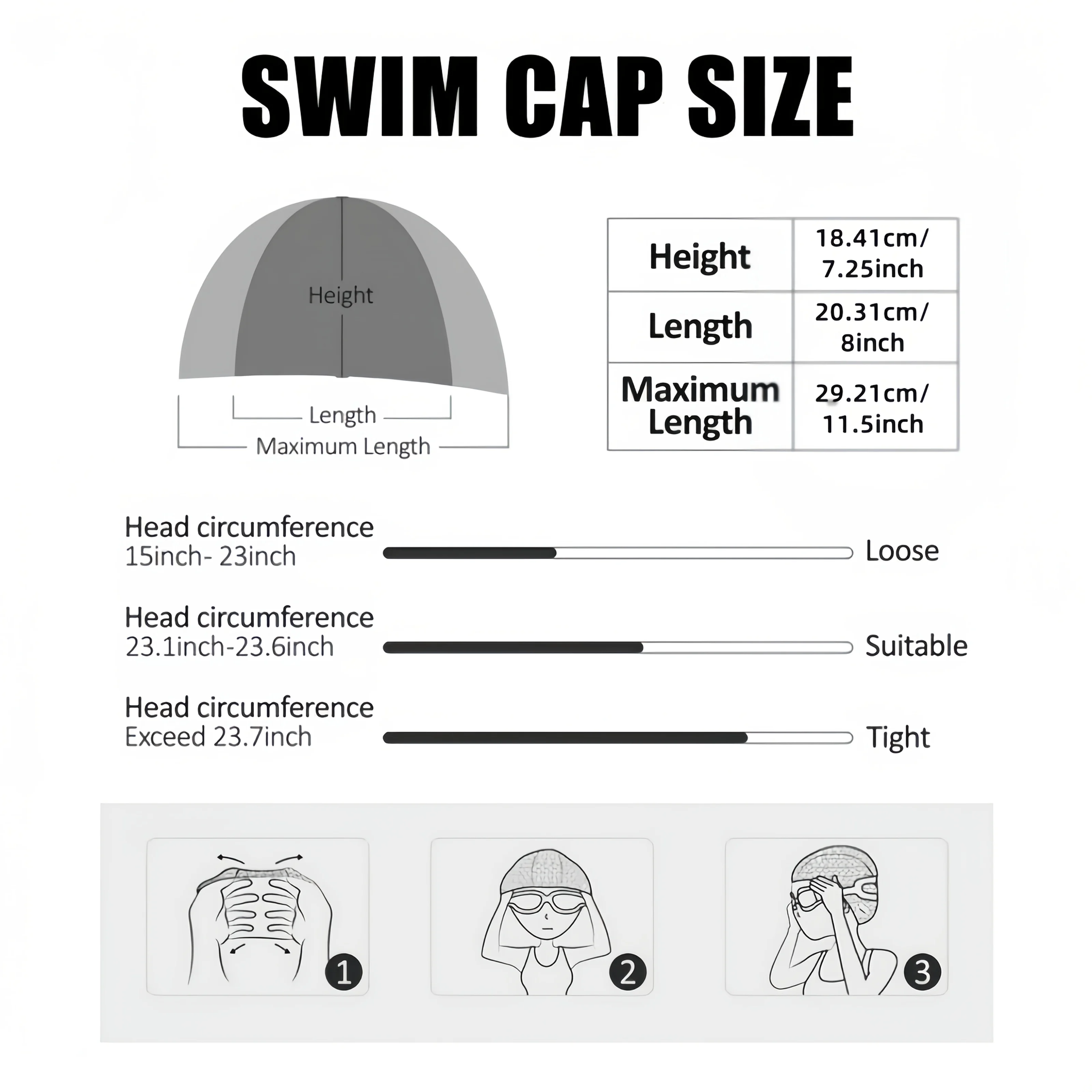 1 Stück Modische Badekappe für langes lockiges Haar, wasserdichtes Silikon mit Tropfenmuster, Unisex für Pool und Strand – Detail 3