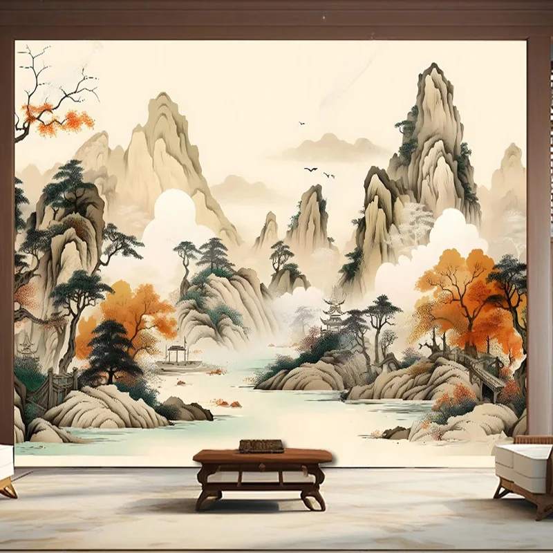 

Custom 3D Photo Papel De Parede Chinese Ink Landscape Large Mural Wallpapers For Living Room Bedroom Home Decor 3D Papier Peint