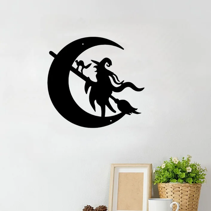 

Metal Wall Decor, Halloween Witch Pattern, Boys And Girls Room Kindergarten Living Room Nursery Bedroom Decor Sticker Mural Gift