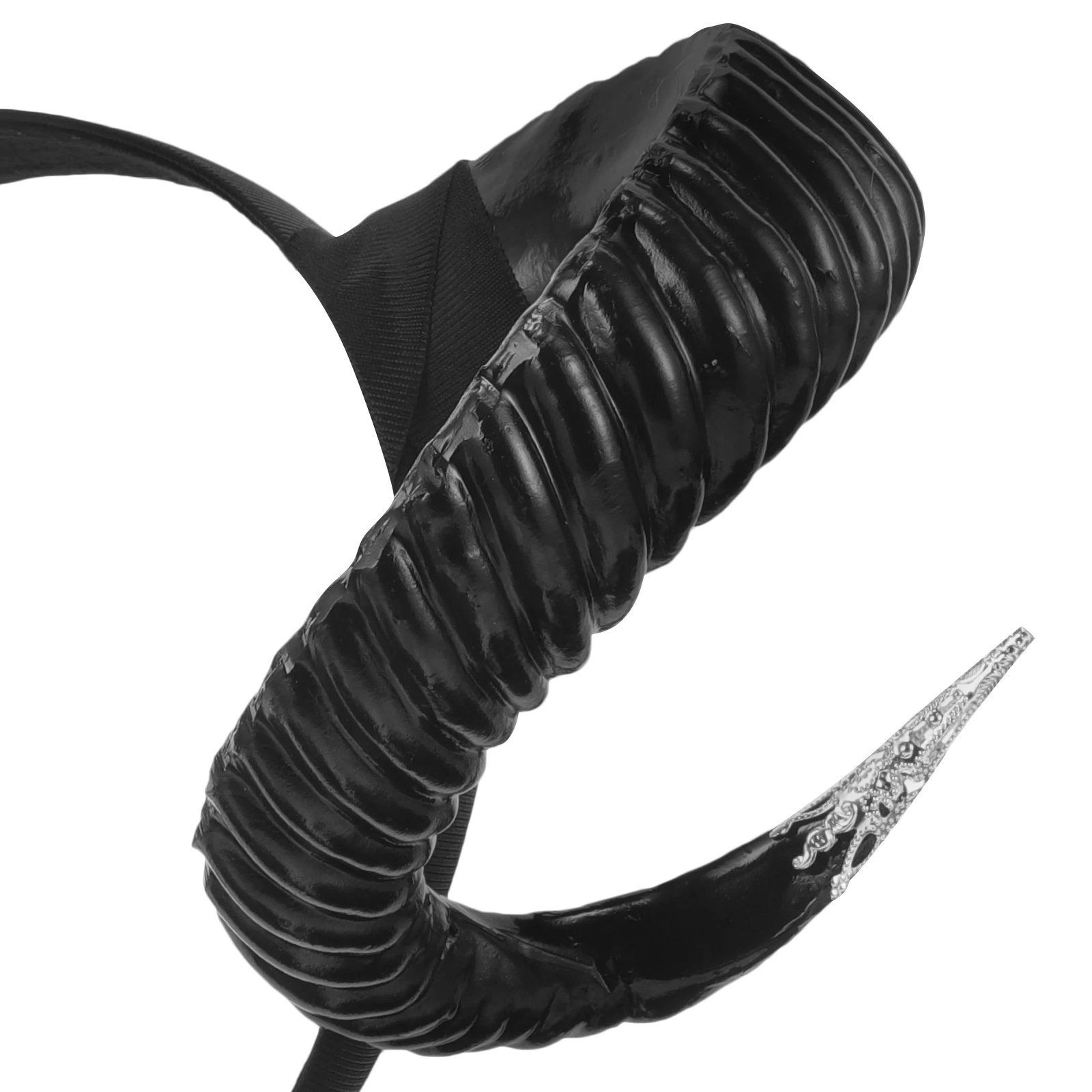 

Black Single Horn Headband Silver Decoration Women Photo Props Sturdy Materials Party Accessories Cosplay Costume Demon Ears