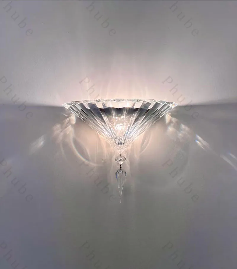 Phube Moderne Luxus-Wandleuchte aus Prismenglas mit Wassertropfen-Kristall-Wandlampe für Schlafzimmer, Wohnzimmer, Flur, Spiegel und Eingangsbereich – Detail 2