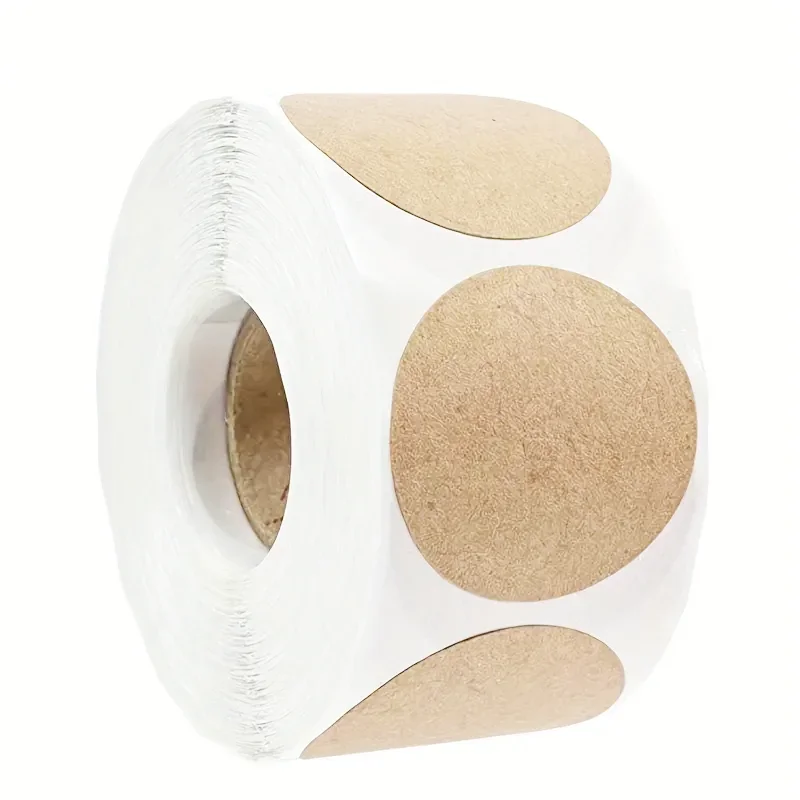 500 Stück / 1 Rolle, runde, selbstklebende Etiketten aus Kraftpapier, Namensaufkleber zur Klassifizierung von Gegenständen, personalisierte Etiketten