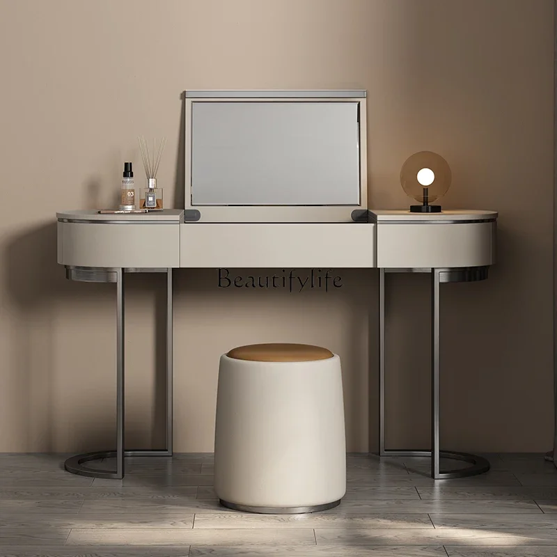 

06Italian minimalist flip dresser modern minimalist bedroom desk light luxury