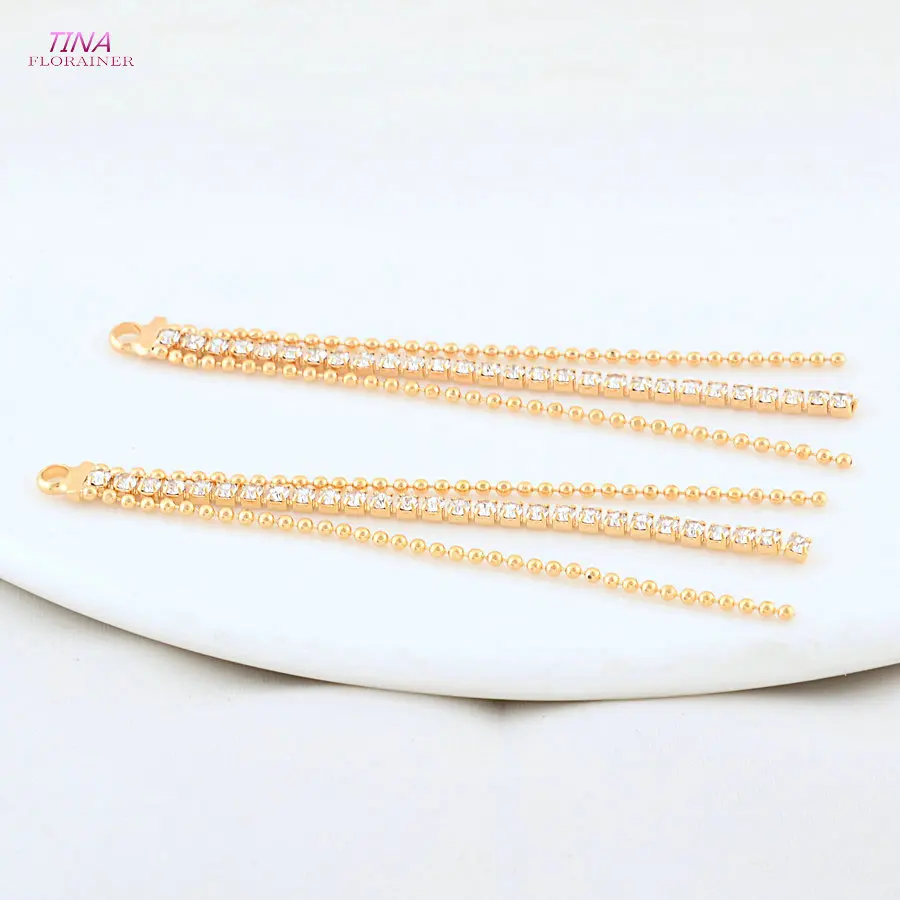 4PCS 60MM 18K Gold Color Brass Tassel Chain Charms Pendants Jewelry Making Supplies Diy Earrings Findings Accessories view 4