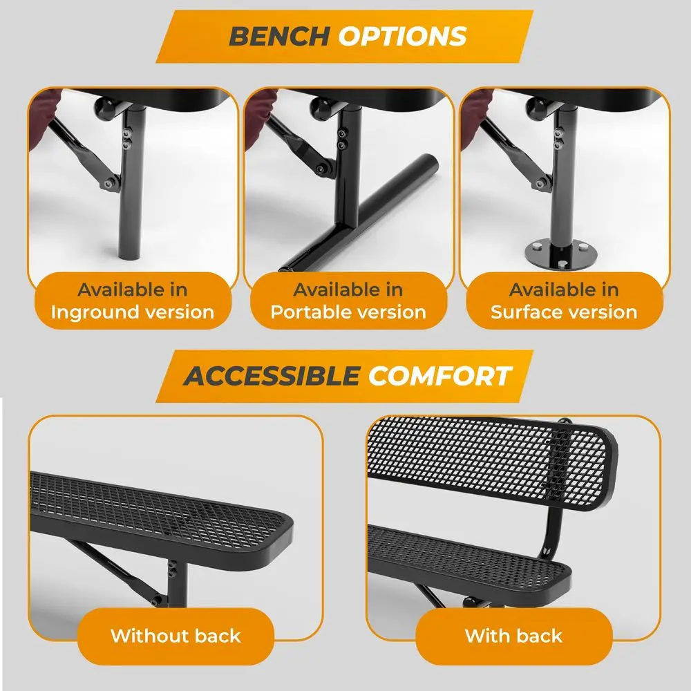 

Outdoor Metal Bench, ThermoplasticCoated, Portable, Weatherproof, CommercialGrade for Parks, Gardens, Patios, Stores amp More 4