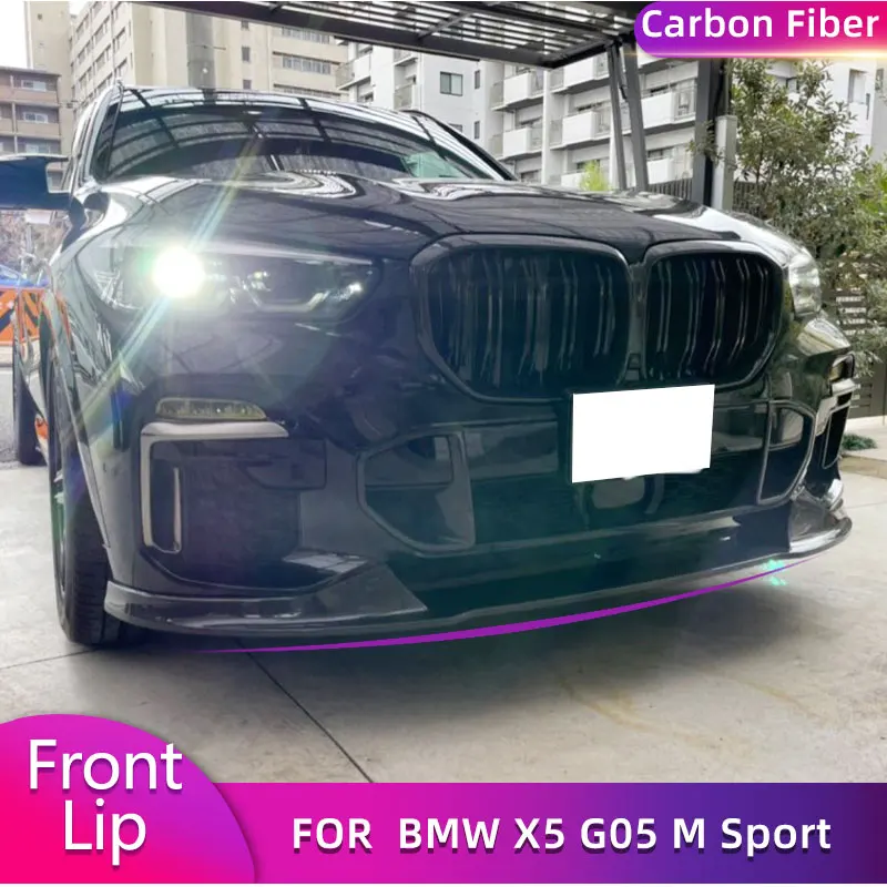 Carbon Fiber Front Bumper Lip Spoiler for BMW X5 G05 M Sport Utility 4-Door 2019 2020 Car Front Lip Chin Apron Guard Body Kit