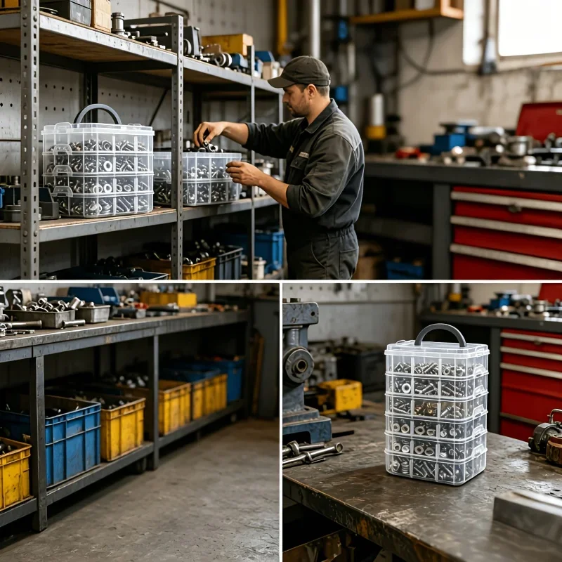 6-Schichten/Set Transparente Werkzeugaufbewahrungsbox Multifunktionale Aufbewahrungsbox für Haushaltsschrauben Hardware-Klassifizierung Zubehör – Detail 9