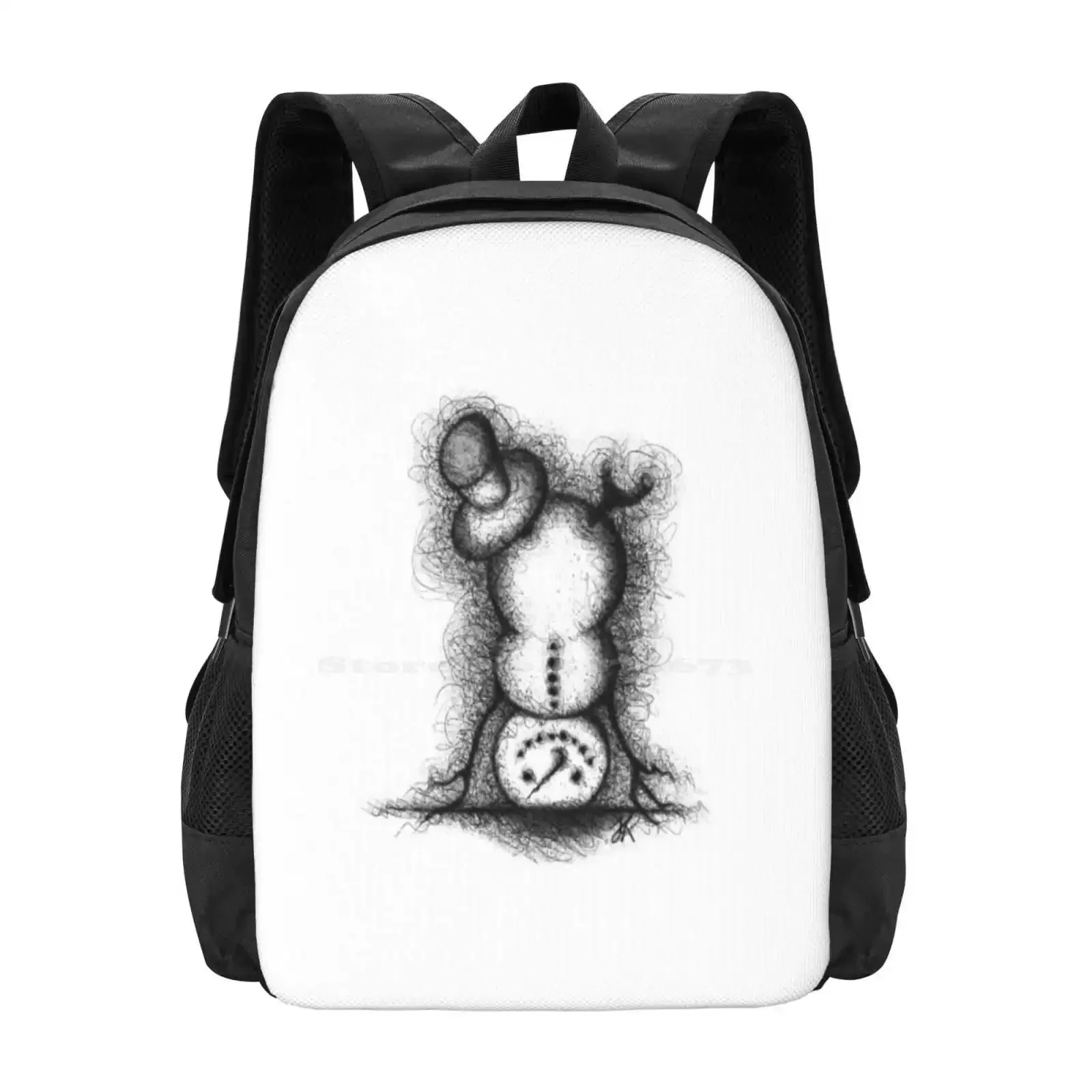 

Crazy Snowman Hot Sale Schoolbag Backpack Fashion Bags Snowman Christmas Crazy Funny Headstand Blackandwhite Black And White
