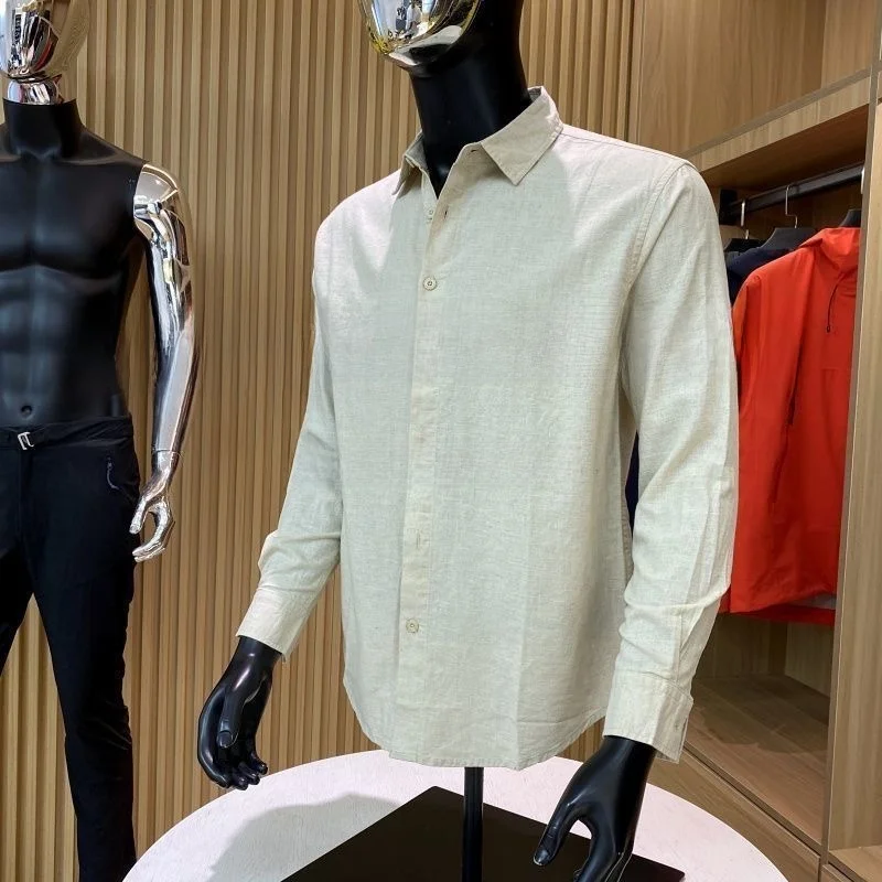 الراقية القطن الكتان طويل Sve عادية irt الرجال اللون بسيط متعدد الاستخدامات تنفس مريحة الخريف الموسم irt
