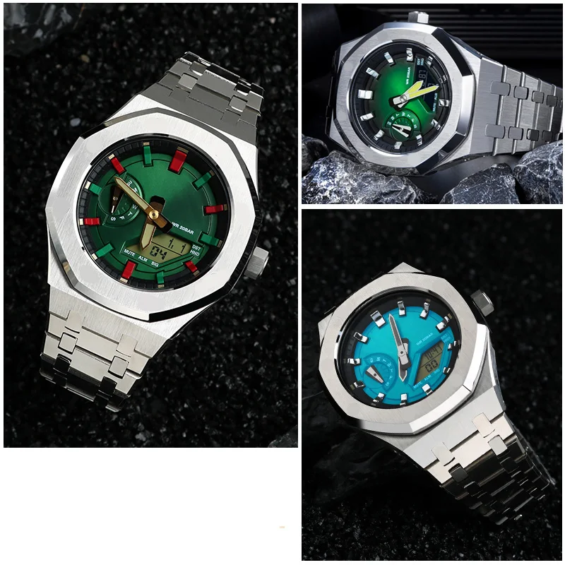 Modificación de esfera de reloj de Metal para CASIOO G-SHOCK GA2100 GA-2110 sombra interior cepillado mate laca círculo bisel reloj Retrofit
