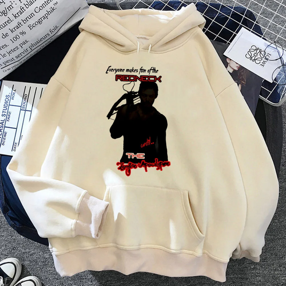 Daryl Dixon hoodie anime Japanese funny athleisure soft fabric anime sweater girl tracksuits pullover casual wear trendy