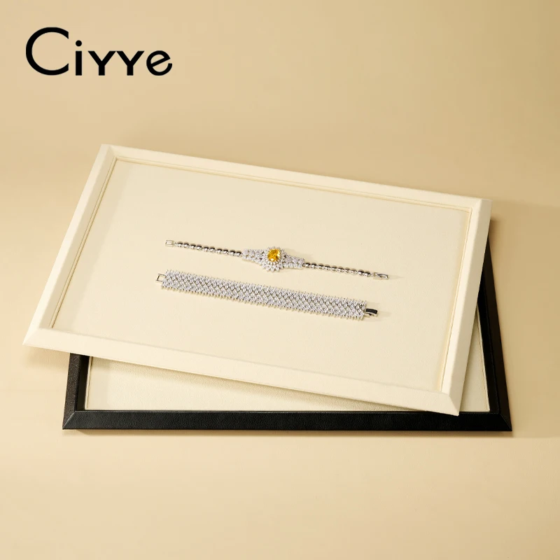 

Ciyye PU Leather Jewelry Tray Organizer Microfiber Ring Necklace Earrings Bracelet Storage Tray Desktop Jewelry Display Props