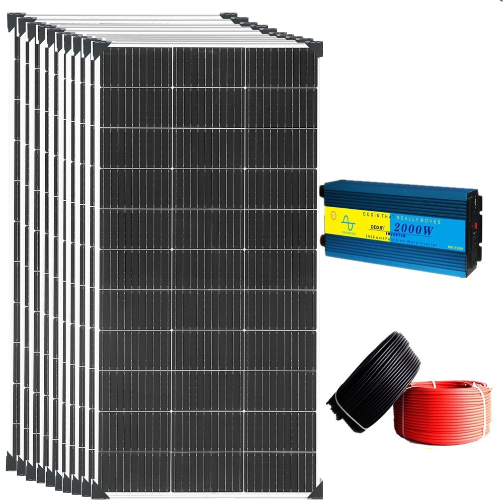 Only 1200W solar panel lightweight kit or 10 pieces 120W solar panel + inverter 110V / 220V +cable solar panel kit Off-grid