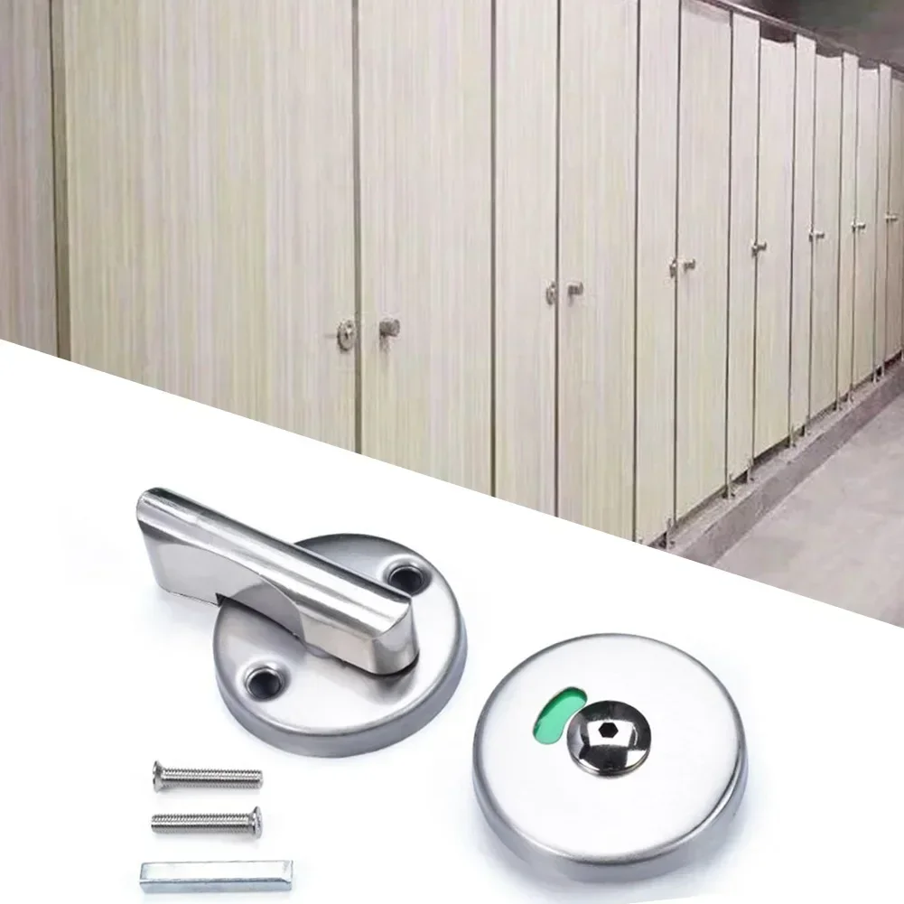 WC Toilet Indicator Door Lock 1PCS Brushed Door Hardware Round Flat Stack For Bulkhead Door For Partition Door Durable