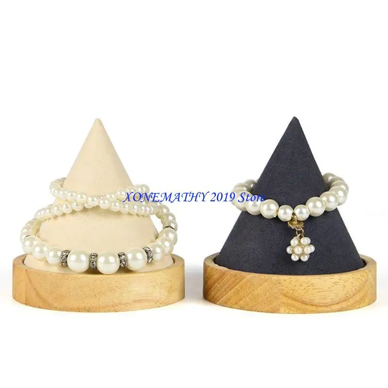 

F42F Cone Wooden Bangle Bracelet Anklet Chain Jewelry Display Stand Ring Watch Holder Showing Storage Rack Accessories