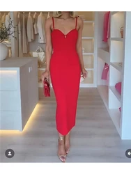 Elegant Strapless Long Dress for Women, Back Zipper, Casual Slim Straight Dresses, Party Style, Red, Summer, New, 2022